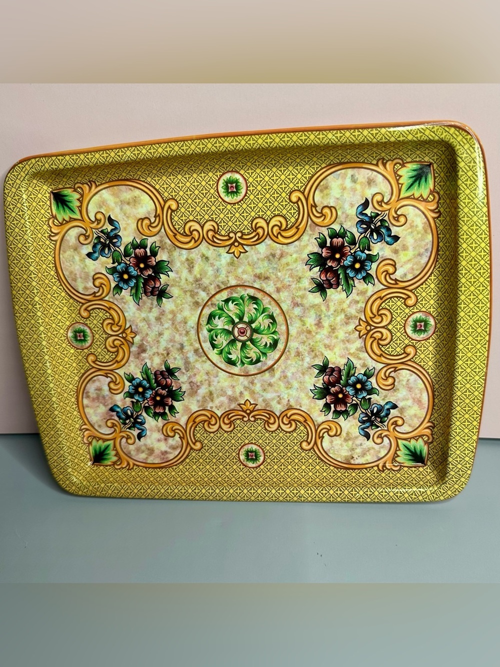 Vintage Daher Floral Metal Serving Tray Made in England